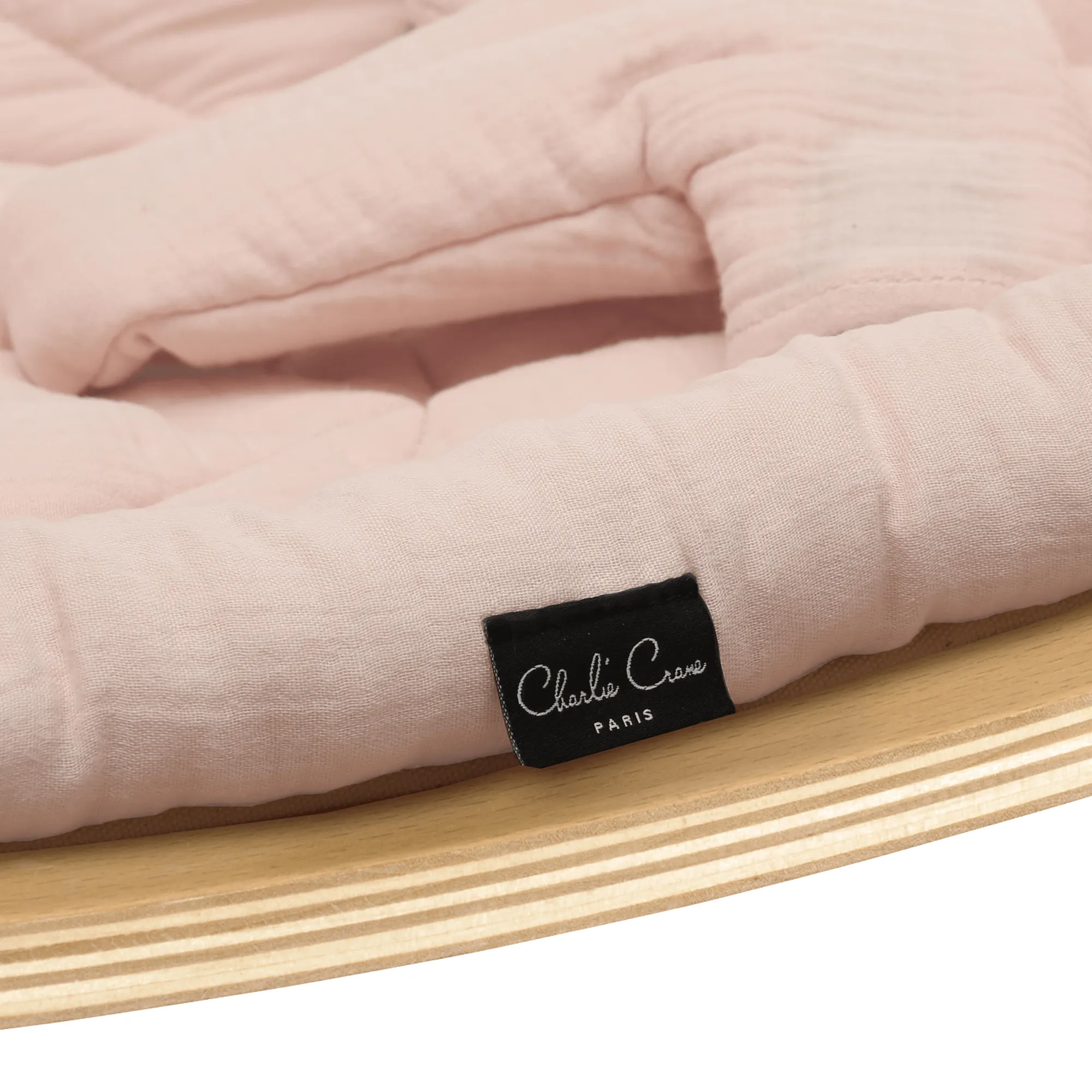 Charlie Crane LEVO Baby Rocker - Beech with Nude Pink Cushion