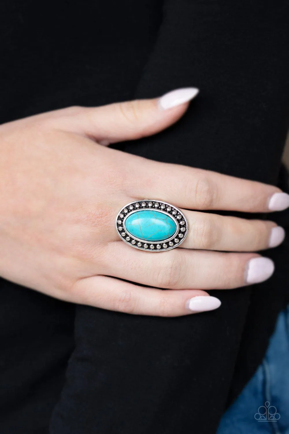 Desert Heat Silver and Turquoise Blue Stone Ring - Paparazzi Accessories
